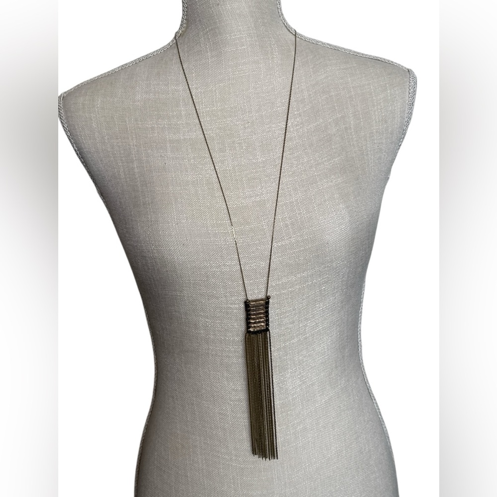 Noonday Collection Gold Tassel Necklace 22” Long Handmade Boho